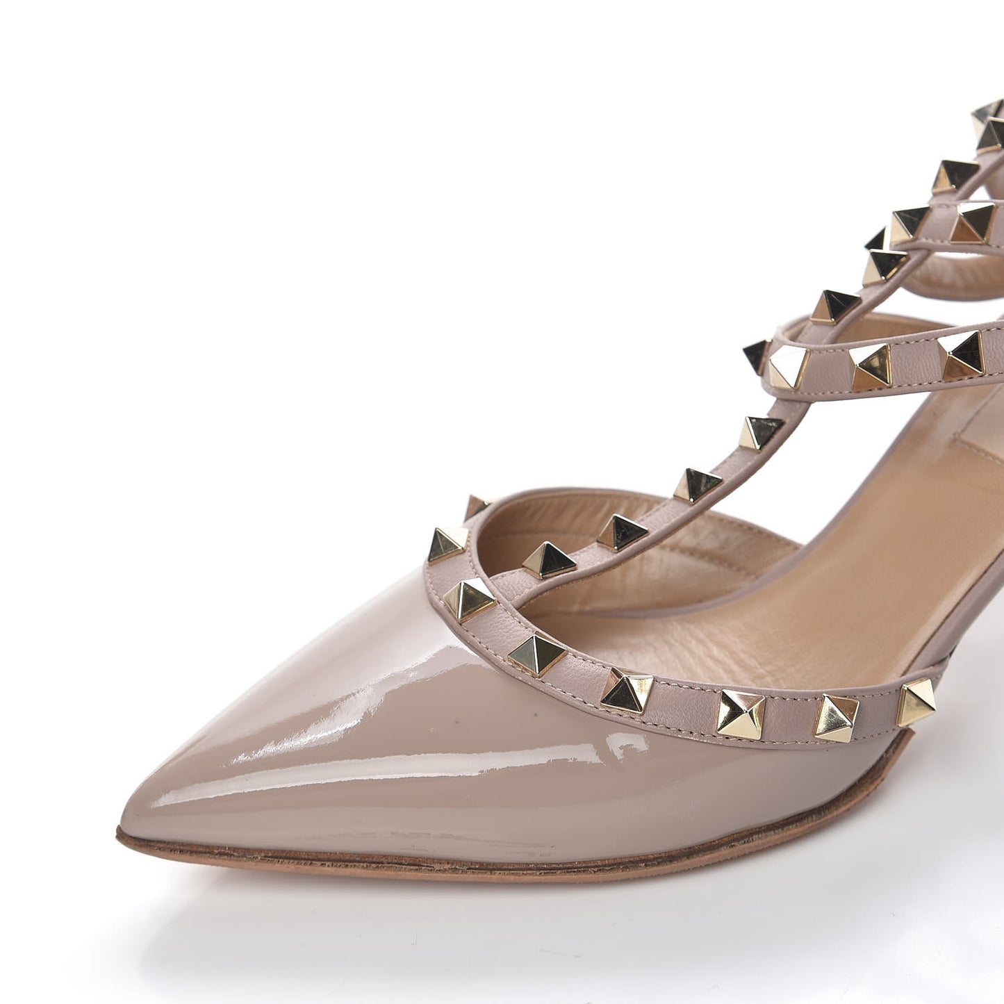 Patent Rockstud Ankle Strap 65mm Pumps 37 Poudre