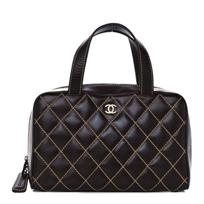 Chanel Calfskin Contrast Stitch Surpique Bowler Dark Brown 1 of 16