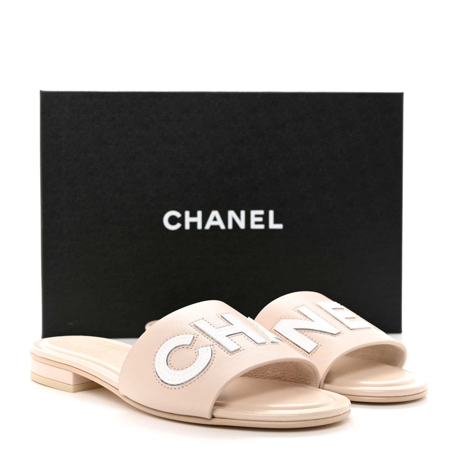 Chanel Calfskin Patent Calfskin Logo Mules 36 Ivory White 9 of 9