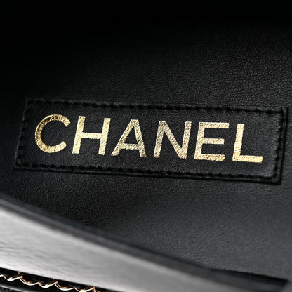 Chanel Crumpled Lambskin Cap Toe Chain CC Turnlock Mary Jane Flats 39 Black 6 of 9