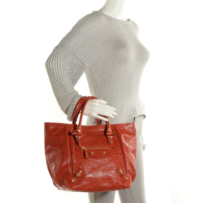 Balenciaga Agneau Giant 12 Gold Hardware S Sunday Tote Rouge Ambre 2 of 10
