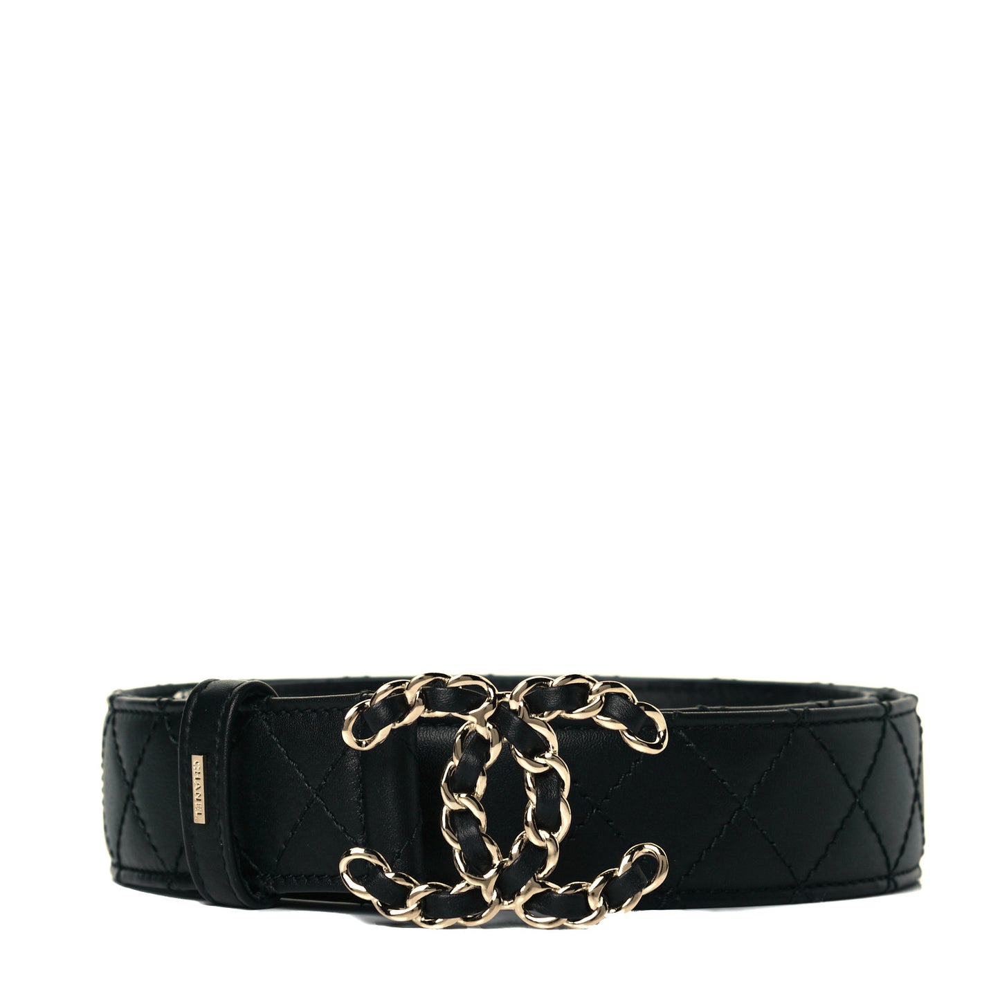 Lambskin Quilted CC Chain Belt 75 30 Black