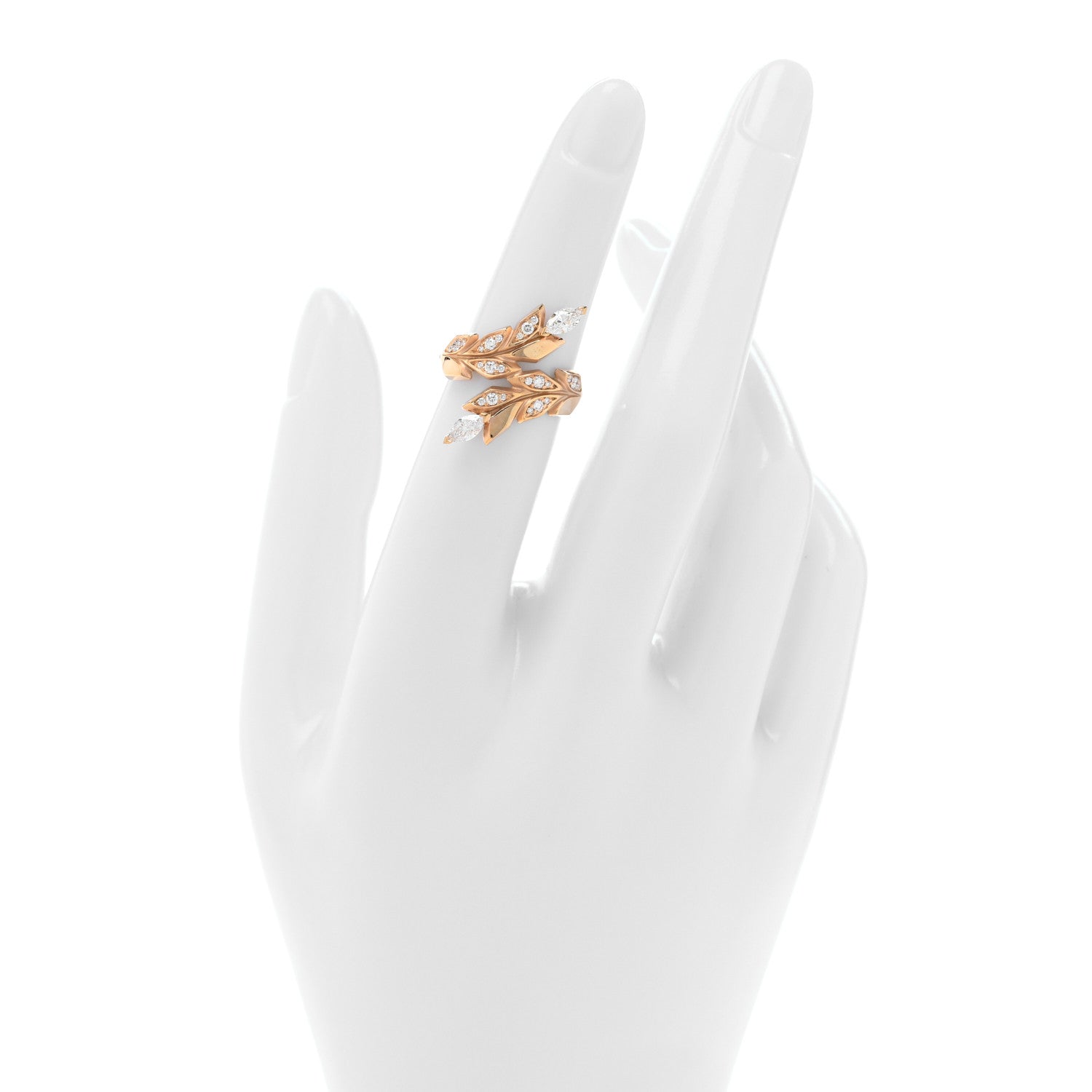 Tiffany 18K Rose Gold Diamond Victoria Vine Bypass Ring 49 4.75 2 of 5