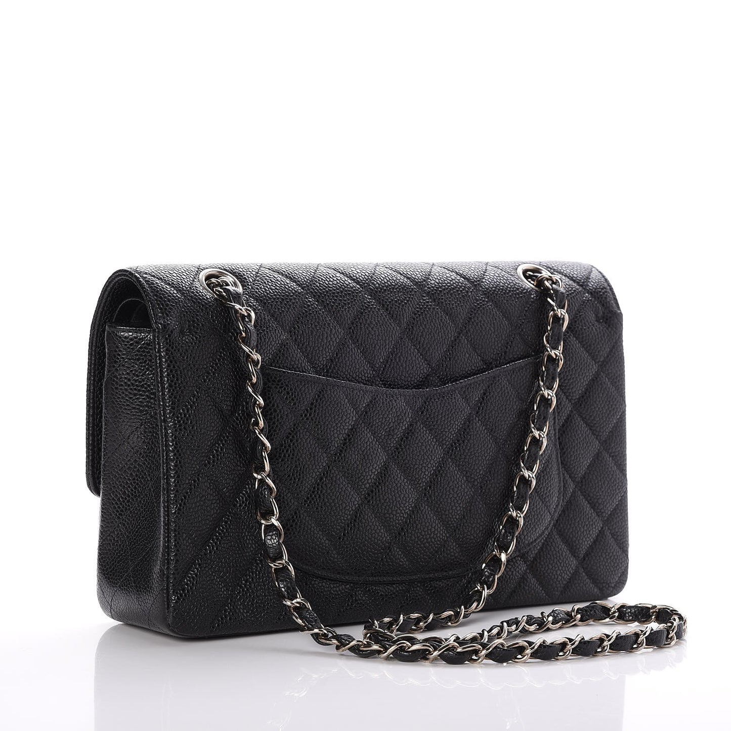 Caviar Quilted Medium Double Flap Black
