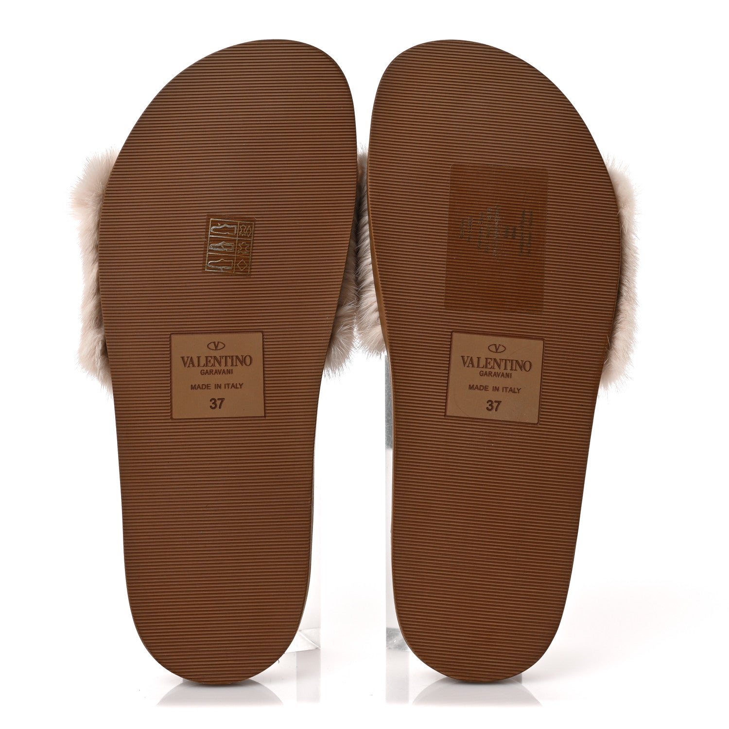 Valentino Garavani Mink Fur Rockstud Slide Sandals 37 Vapeur 5 of 8