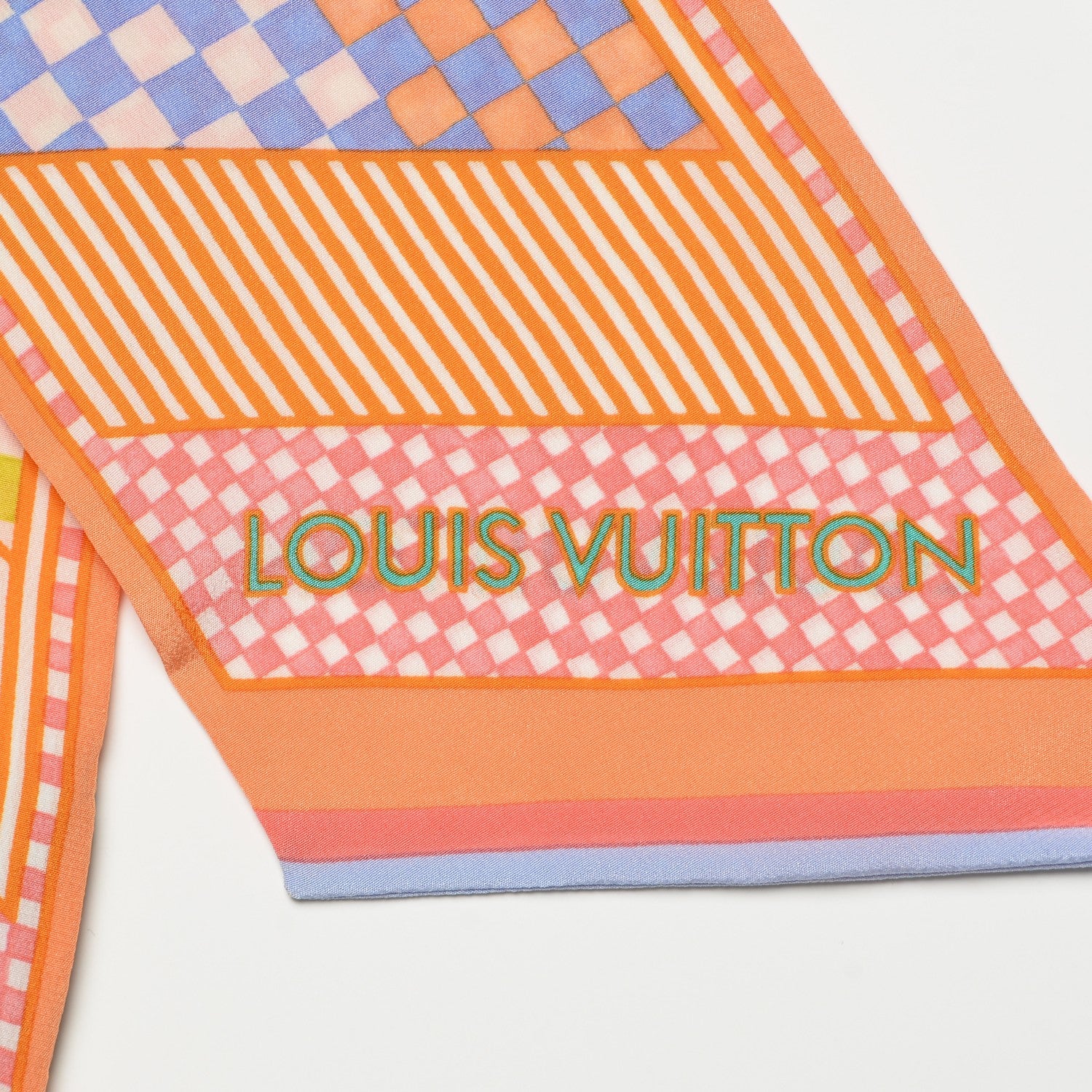 Louis Vuitton Silk Damier Aquarelle Bandeau Orange 3 of 6