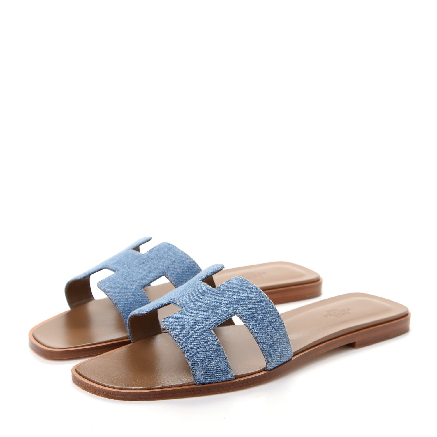 Hermes Denim Canvas Oran Sandals 40.5 Bleu Clair 3 of 11