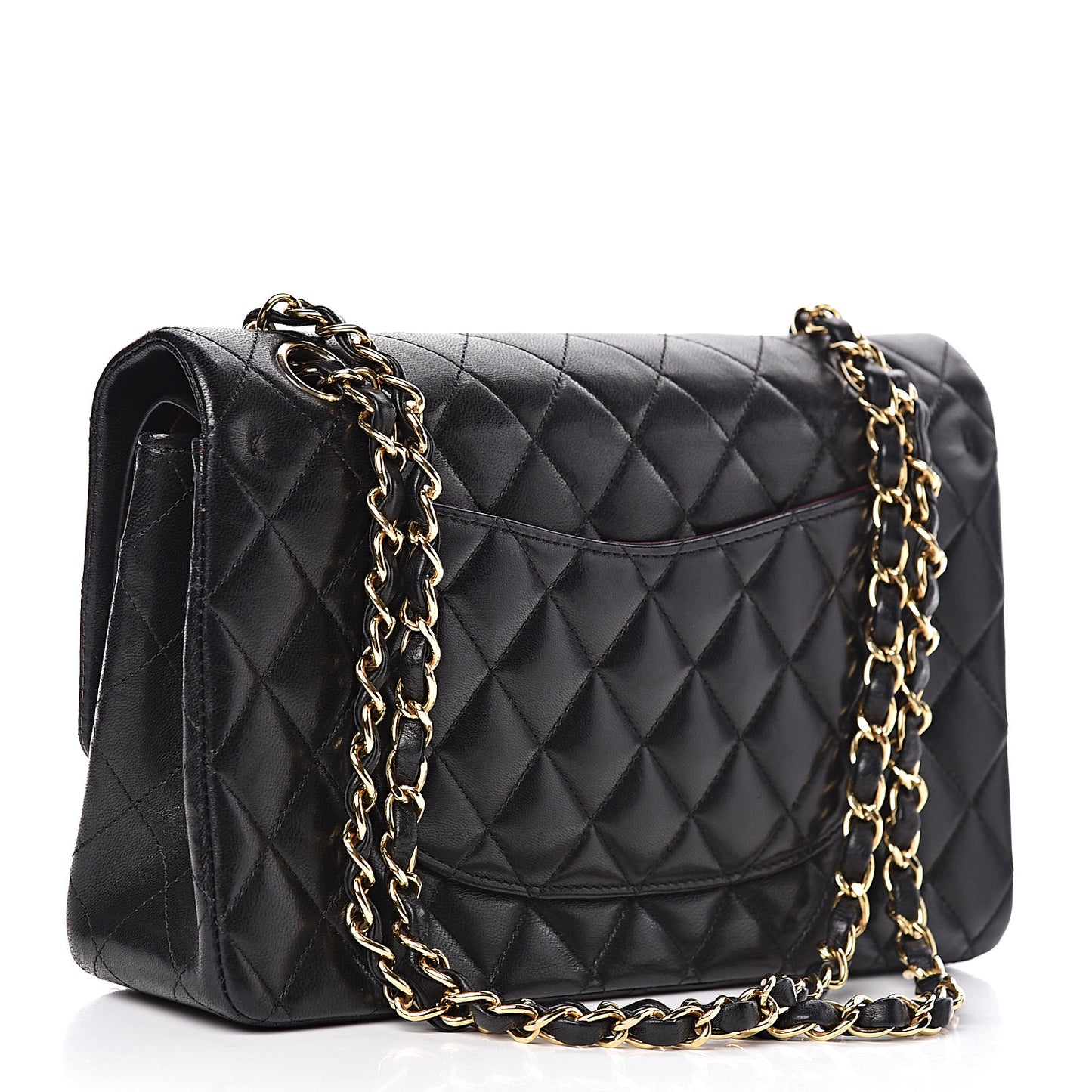 Lambskin Quilted Medium Double Flap Black
