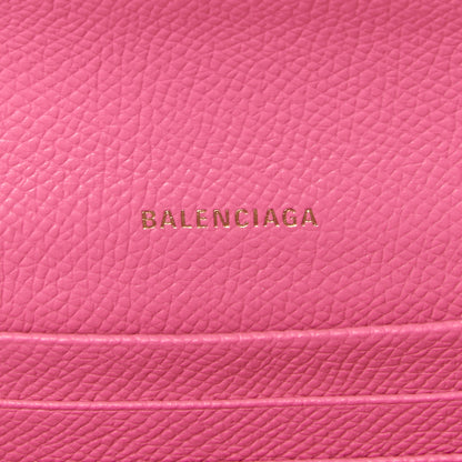 Balenciaga Signature Grained Calfskin Logo Ville Wallet on Chain Bubble Gum Black 7 of 8
