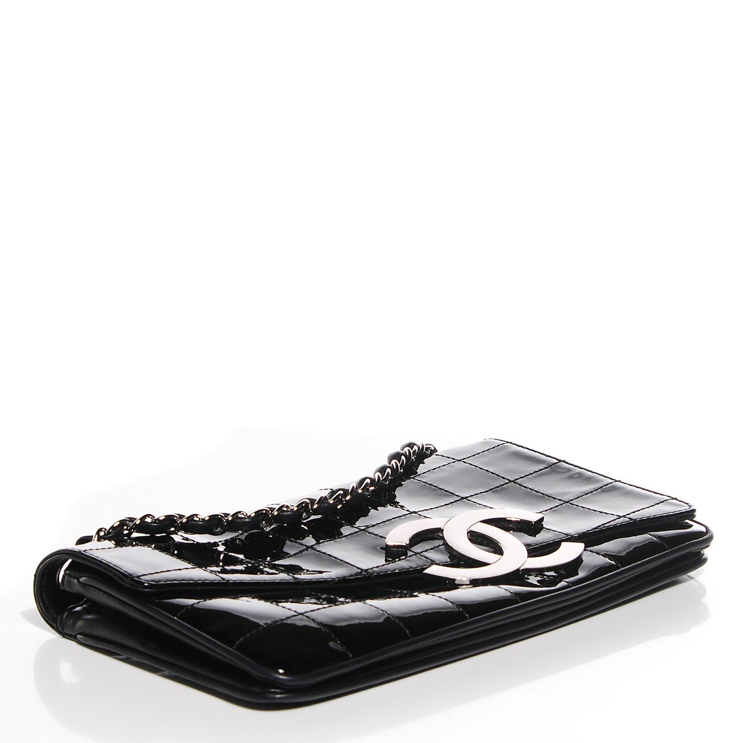 Chanel Patent Stitched Diagonal Flap Black 4 of 7