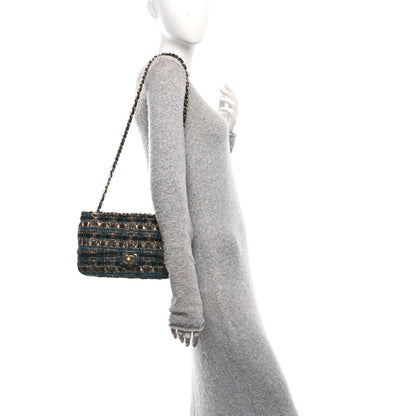 Chanel Tweed Metallic Lambskin Quilted Egyptian Double Flap Multicolor Gold 2 of 10
