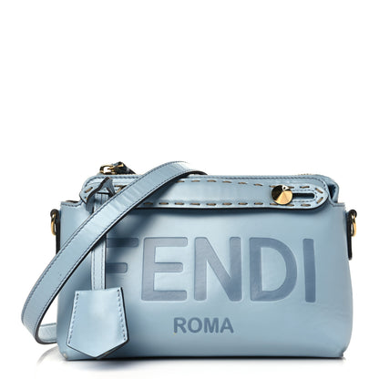 Fendi Vitello King Logo Embossed Mini By The Way Boston Bag Azzurro Baby 1 of 8