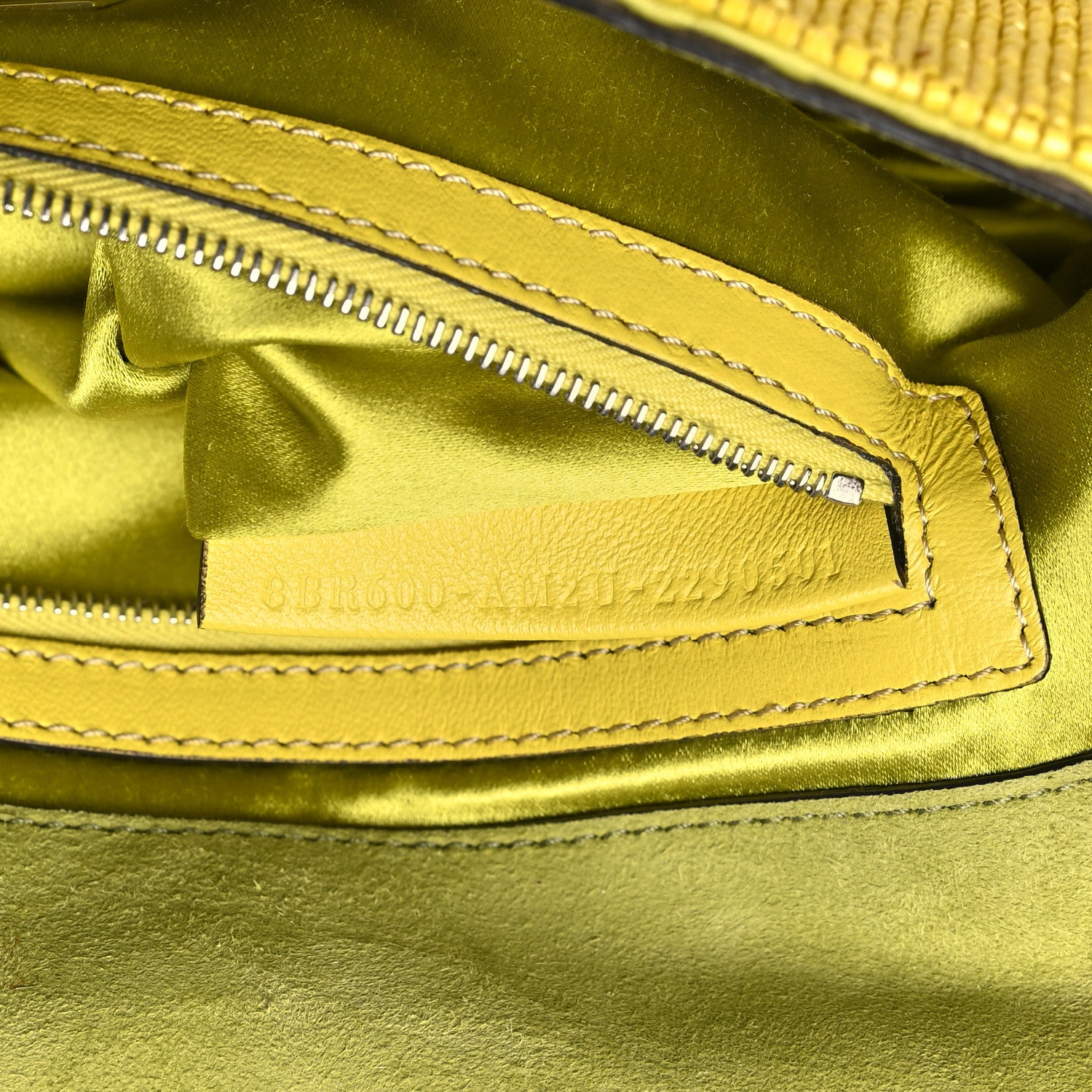 Fendi Rolling Stone Vitello Seta Bead Embroidered Re-Edition Baguette Giallo 7 of 10