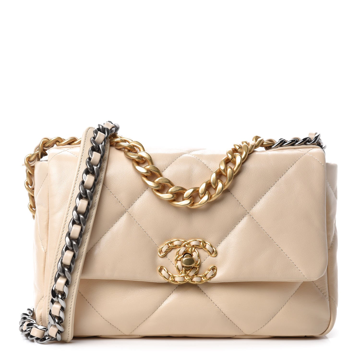 Chanel Goatskin Quilted Medium Chanel 19 Flap Beige 1 of 10