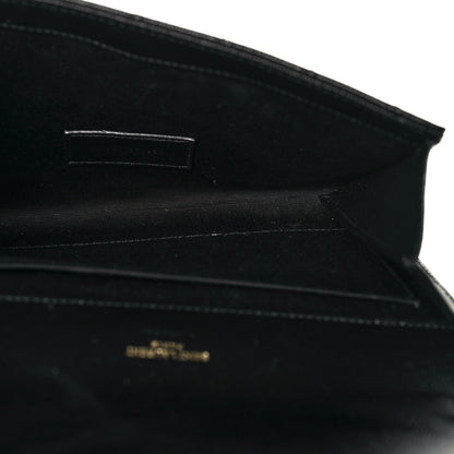 Saint Laurent Grain De Poudre Textured Mixed Matelasse Triquilt Monogram Clutch Black 5 of 13