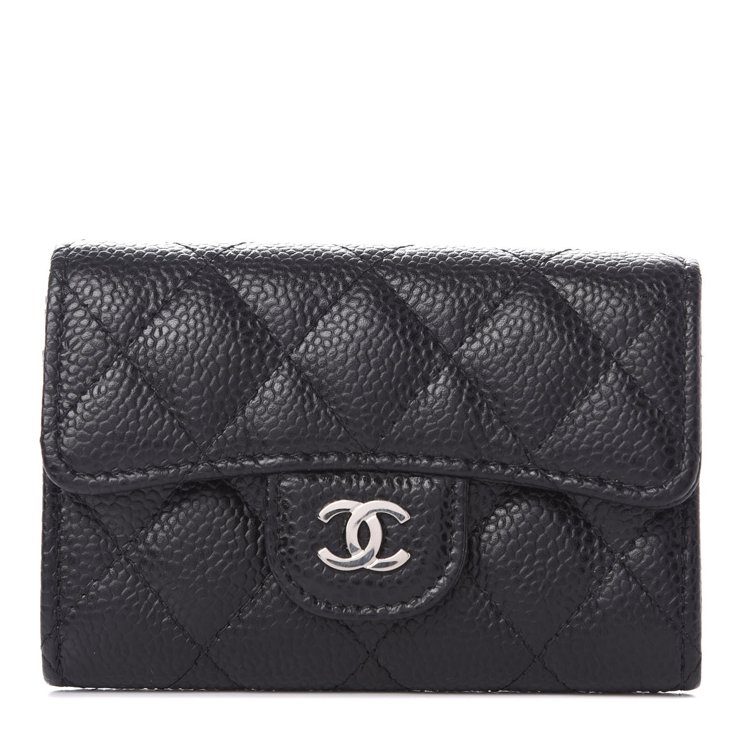 Chanel Caviar Quilted Flap Card Holder Wallet Black 1 of 11