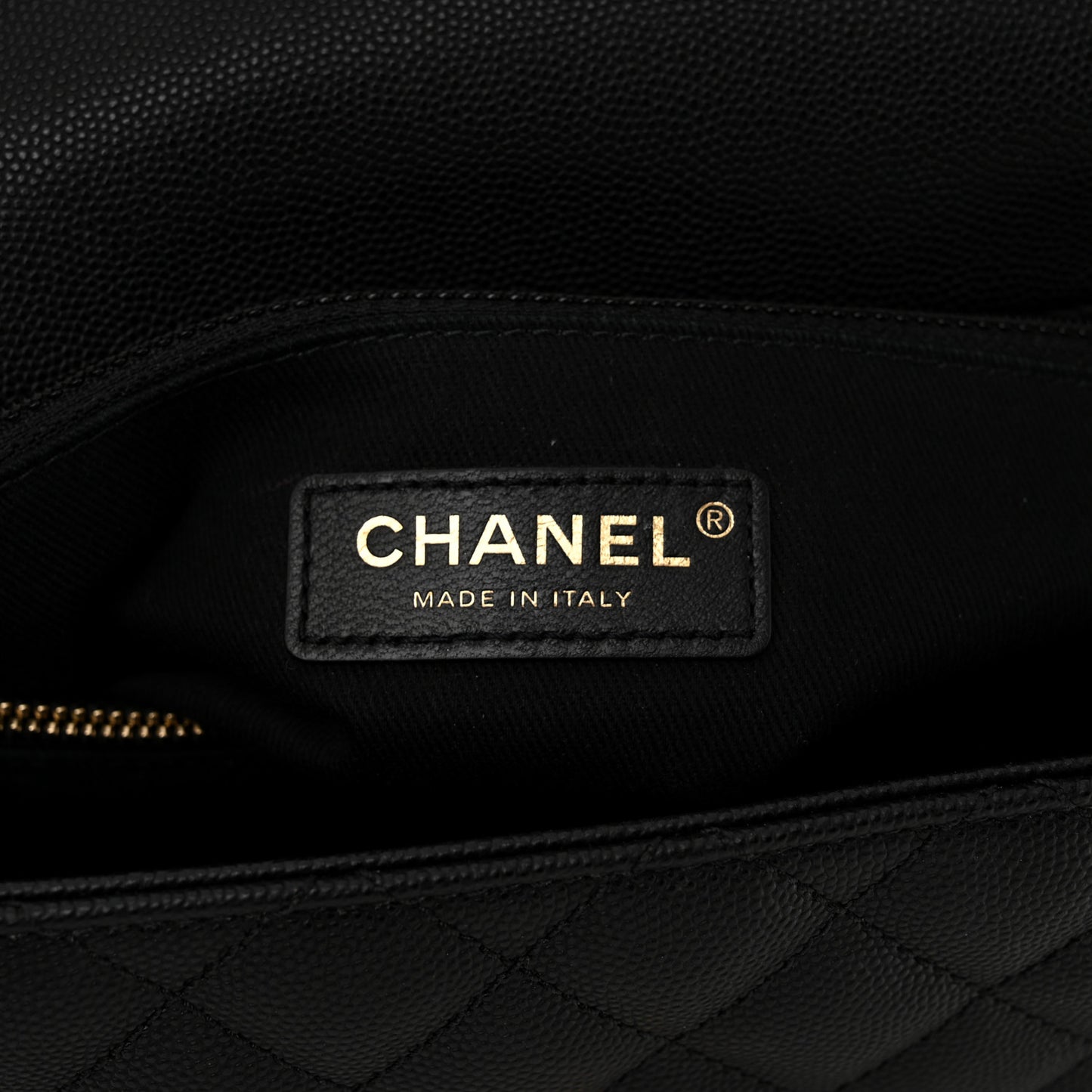 Caviar Lizard Embossed Quilted Medium Coco Handle Flap Black