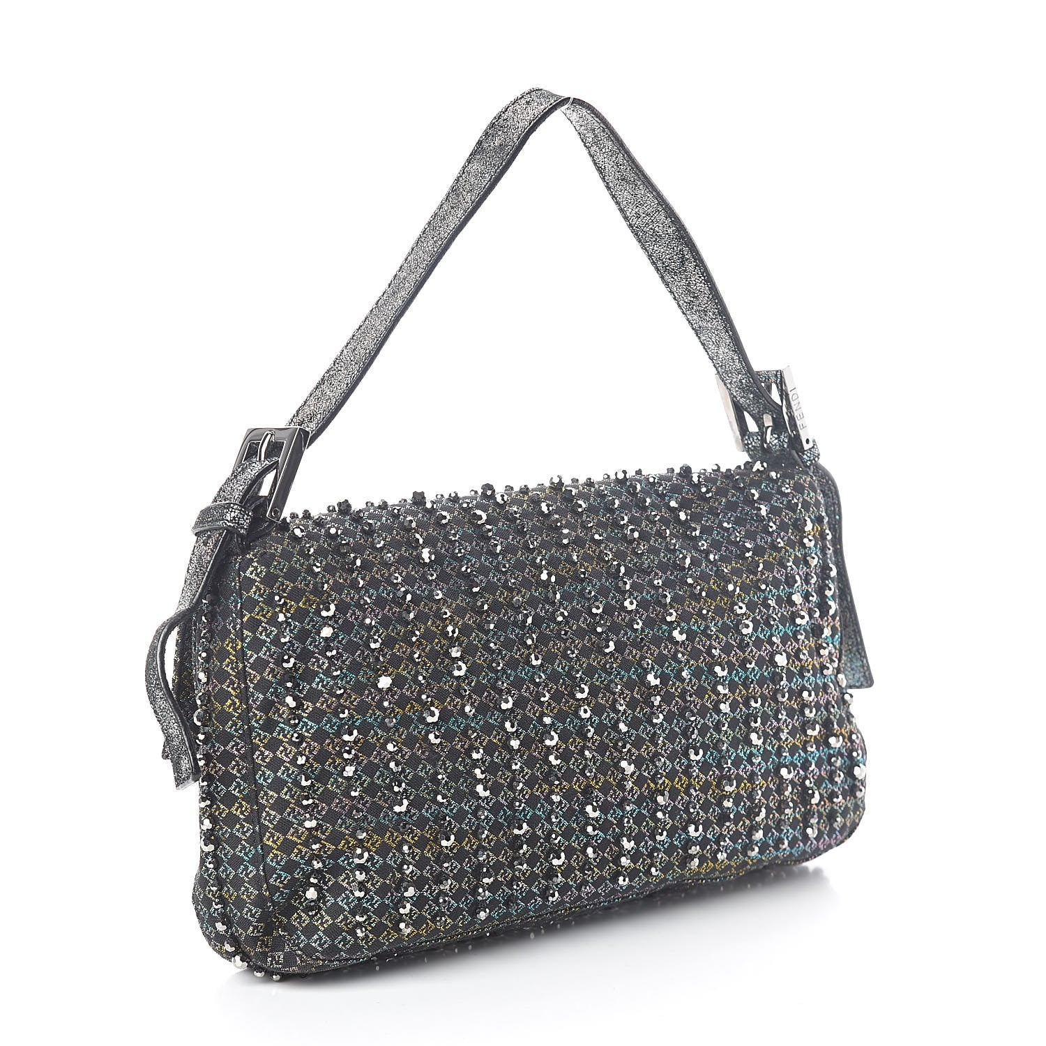 Fendi Beaded Baguette Black Cracle 3 of 9