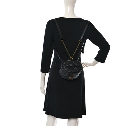 Gucci Calfskin Matelasse Mini GG Marmont Round Backpack Black 2 of 10