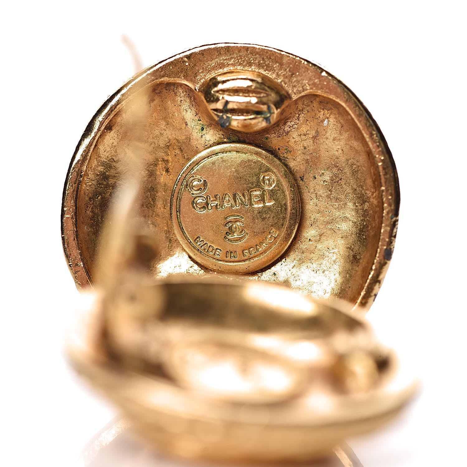 Chanel CC Button Clip On Earrings Gold 4 of 4