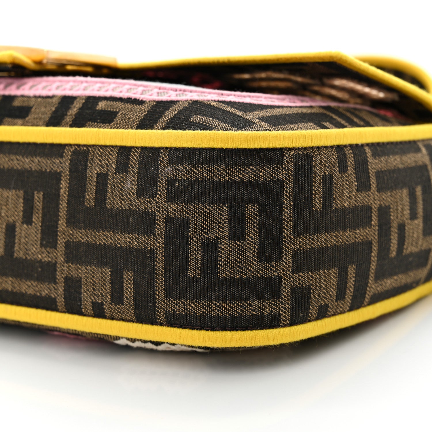 Fendi Fabric Jacquard FF Floral Embroidered Baguette Tobacco Moro Multicolor 10 of 10