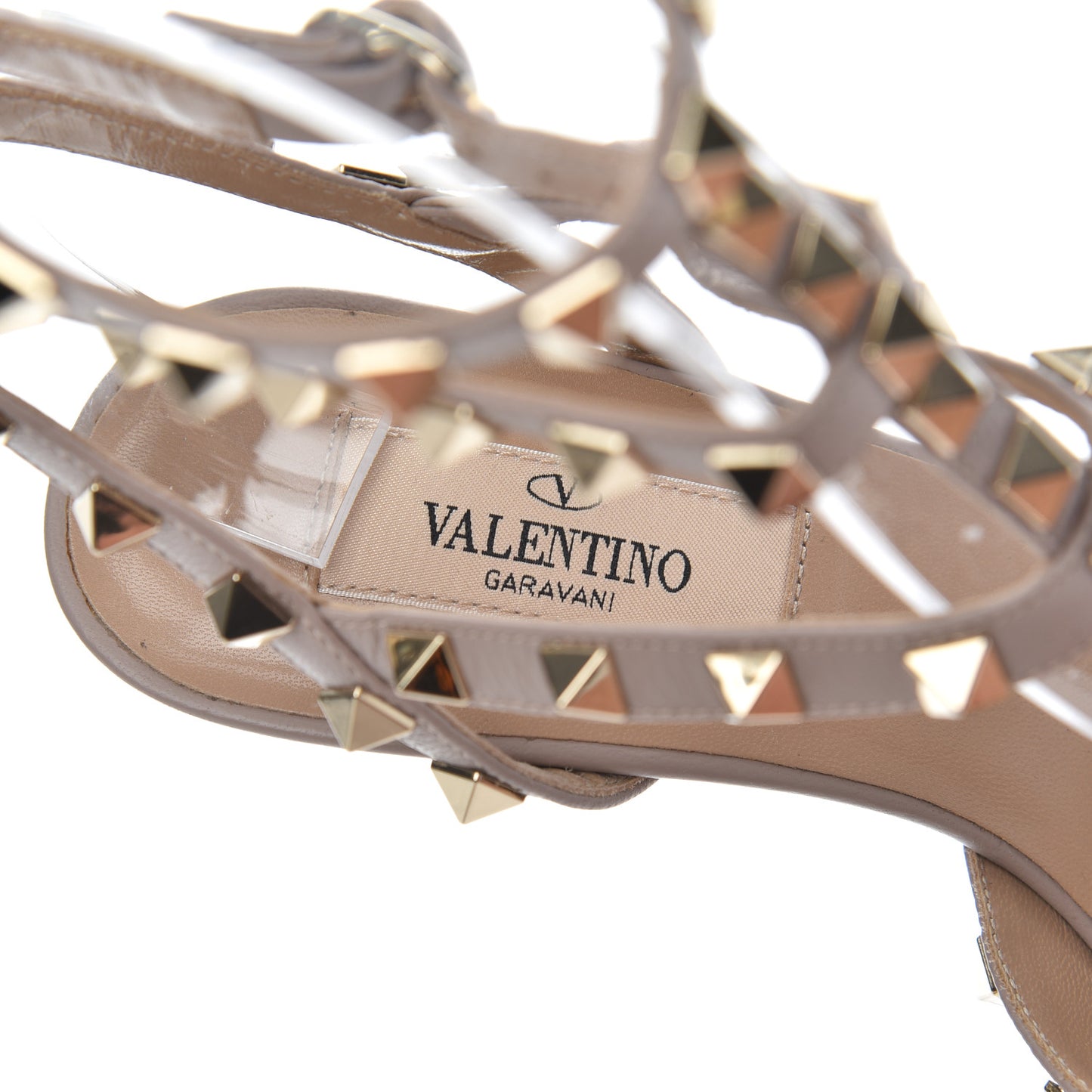 Patent Nappa Rockstud Ankle Strap 65mm Pumps 35.5 Poudre