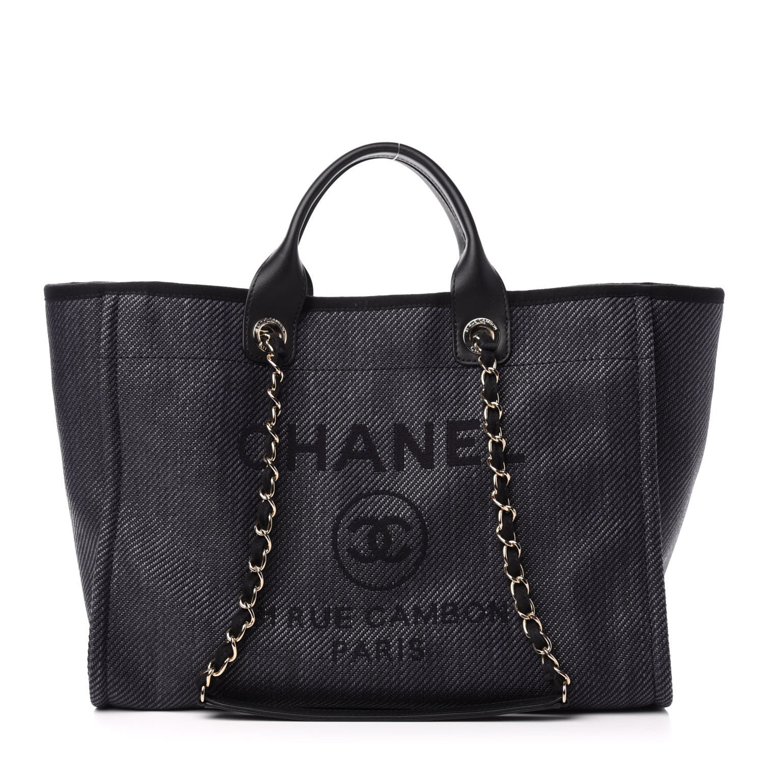 Chanel Mixed Fibers Calfskin Medium Deauville Tote Blue 1 of 11