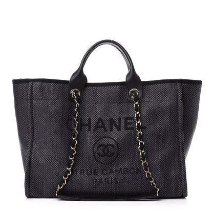 Chanel Mixed Fibers Calfskin Medium Deauville Tote Blue 1 of 11