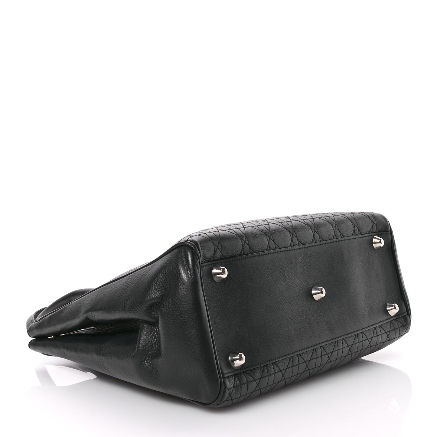 Calfskin Cannage D Buckle Tote Black