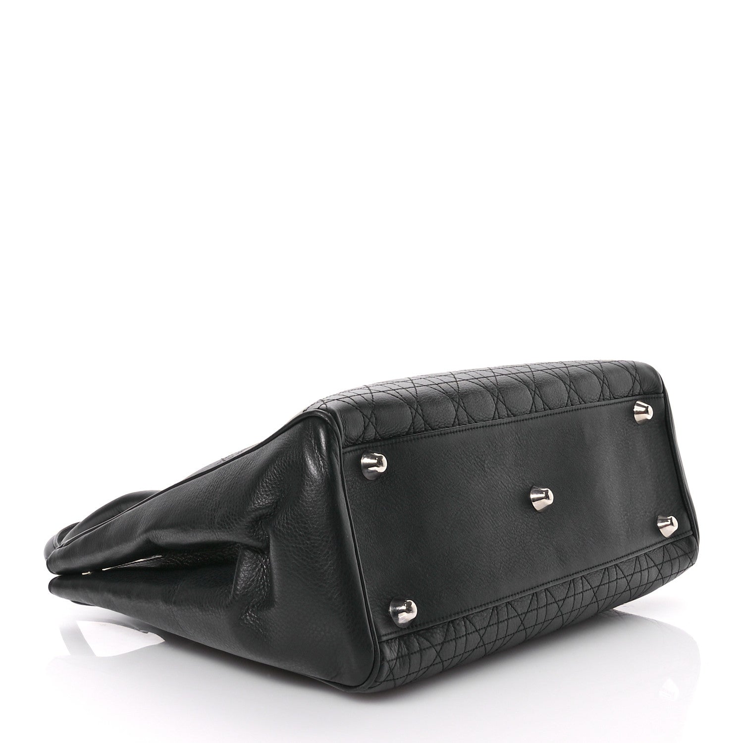 Christian Dior Calfskin Cannage D Buckle Tote Black 4 of 13