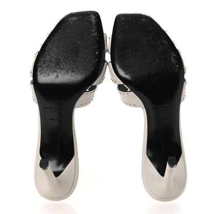 Saint Laurent Grain De Poudre Tribute 85 Slide Studded Sandals 37 Off White 7 of 12