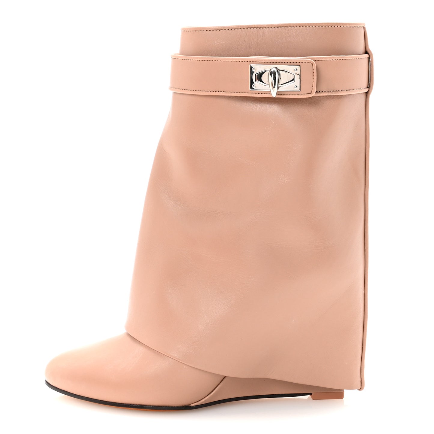Calfskin Shark Lock Ankle Boots 37 Vieux Rose