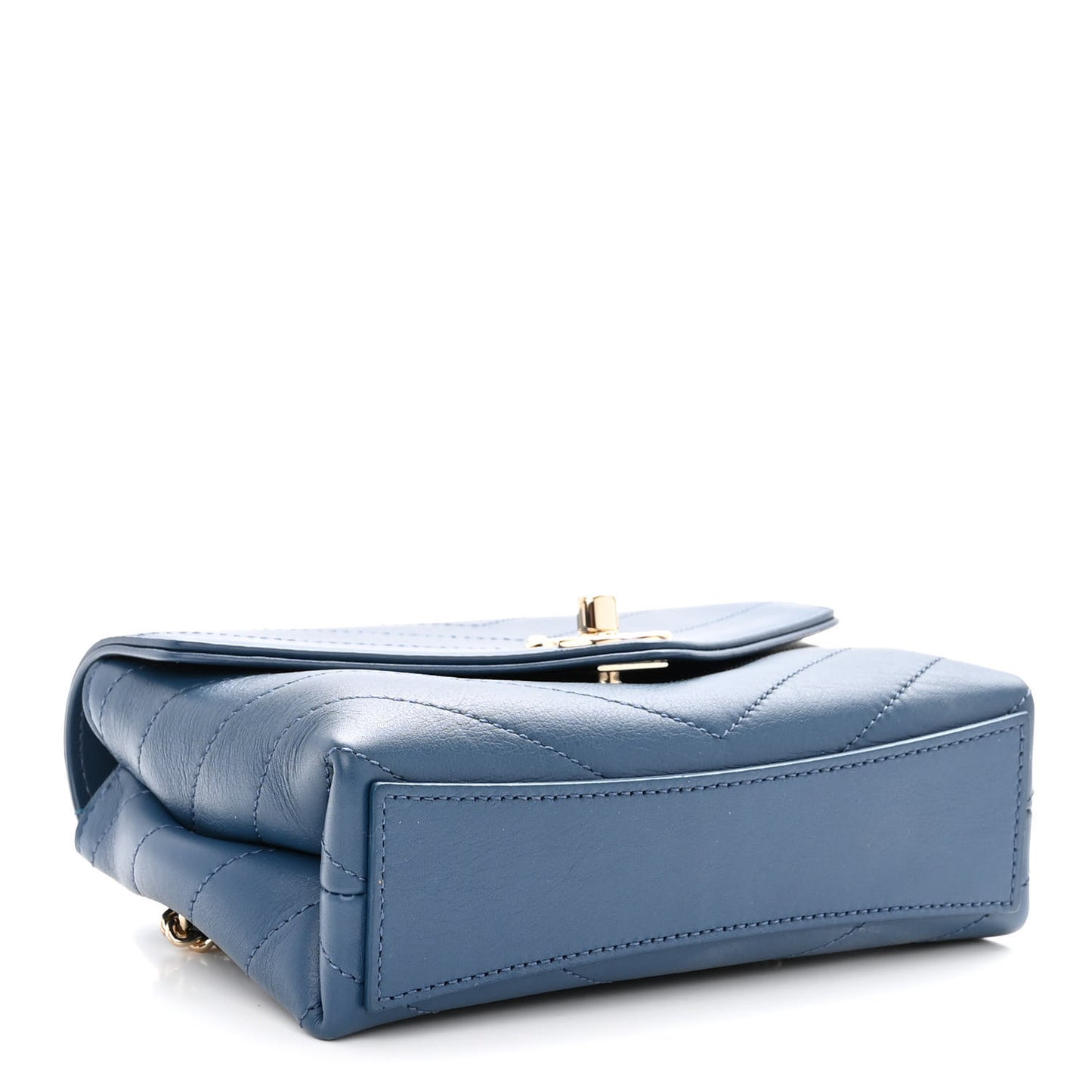 Calfskin Chevron Stitched Coco Waist Bag Blue