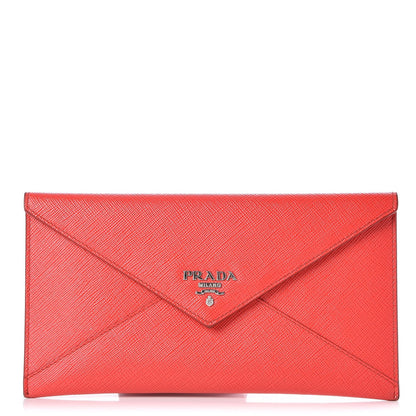 Prada Saffiano Metal Envelope Wallet Red 1 of 6