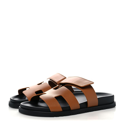 Hermes Calfskin Womens Chypre Sandals 38.5 Naturel 3 of 10
