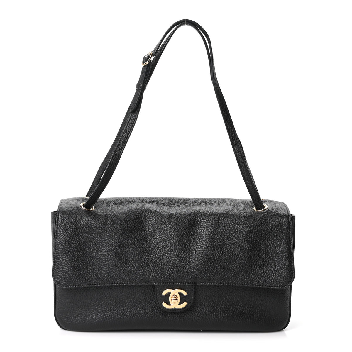 Grained Calfskin Small Souplissimo Maxi Flap Black