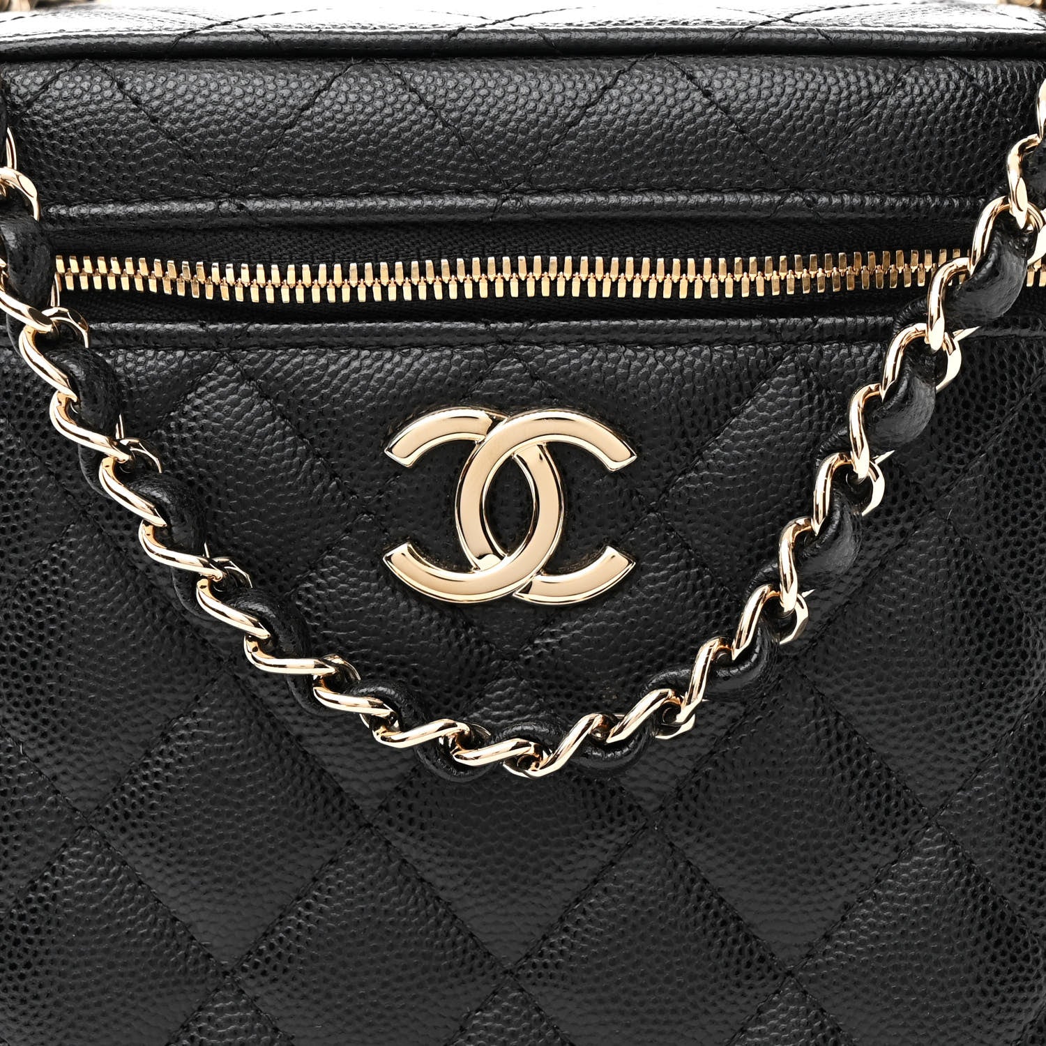 Chanel Caviar Quilted Small Top Handle Vanity Case With Chain Black 8 of 10