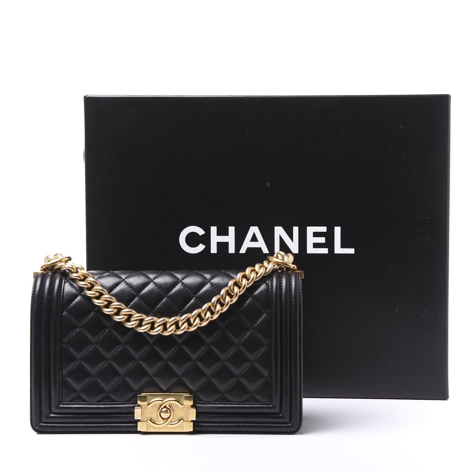 Chanel Lambskin Quilted Medium Boy Flap Black 9 of 9