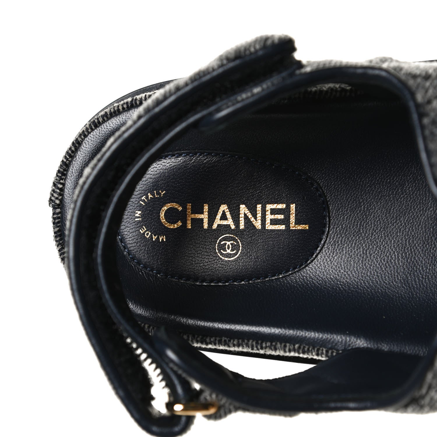 Chanel Velvet Velcro Dad Sandals 36 Grey 9 of 12