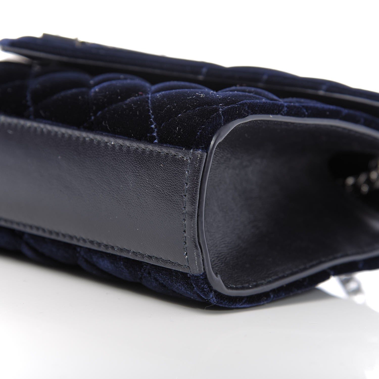 Saint Laurent Velvet Matelasse Triquilt Small Monogram Satchel Navy 9 of 10