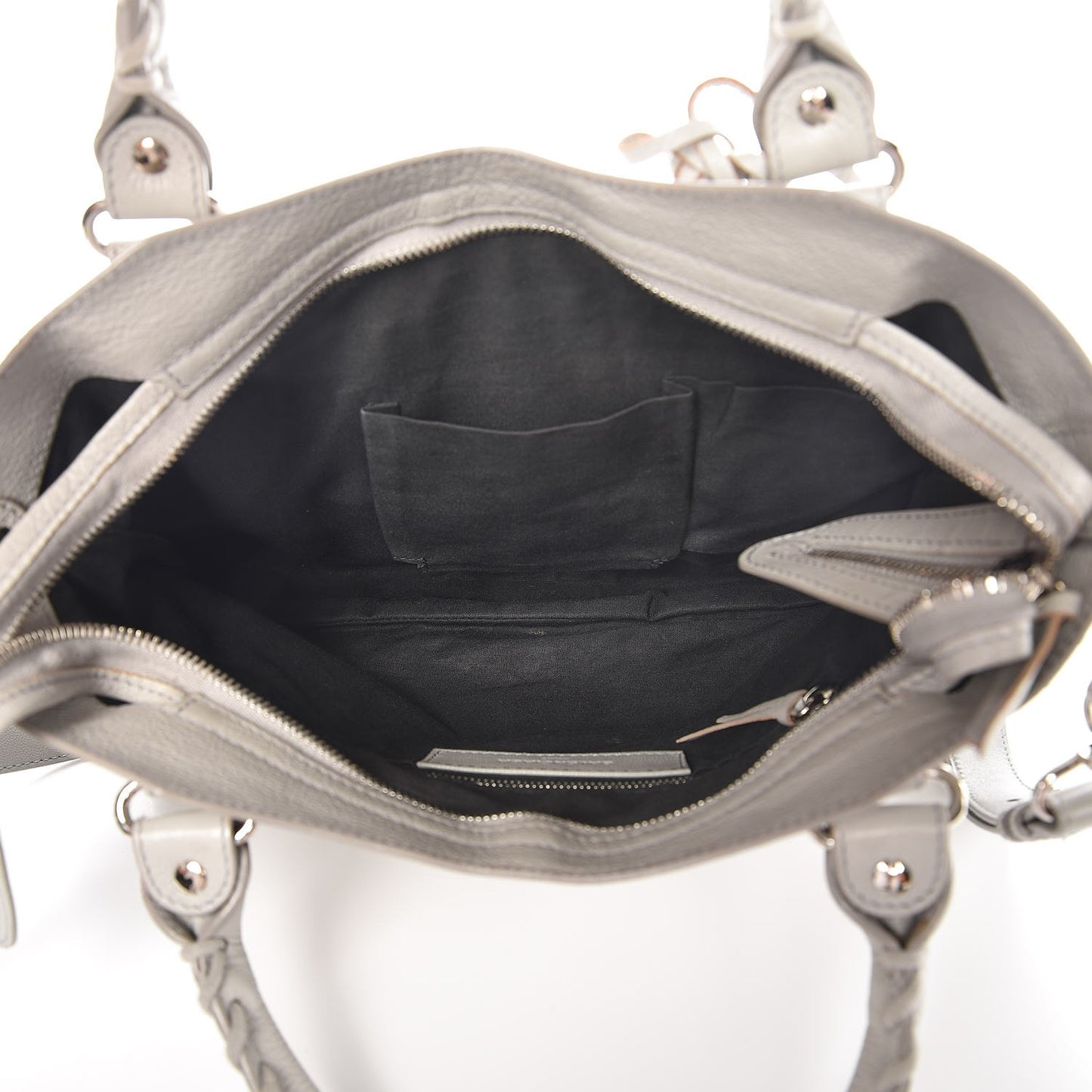 Chevre Silver Metallic Edge Hardware Town Gris Perle