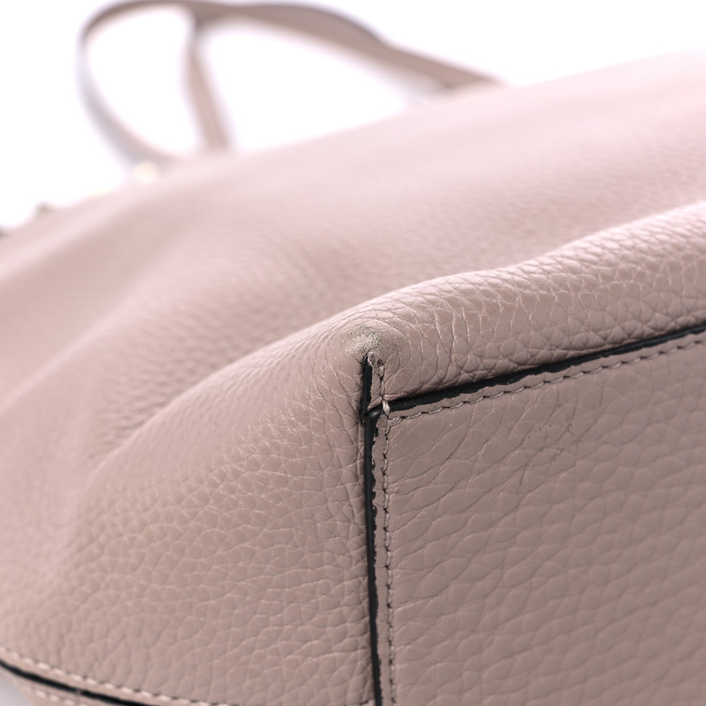 Grained Calfskin Rockstud Shoulder Tote Poudre