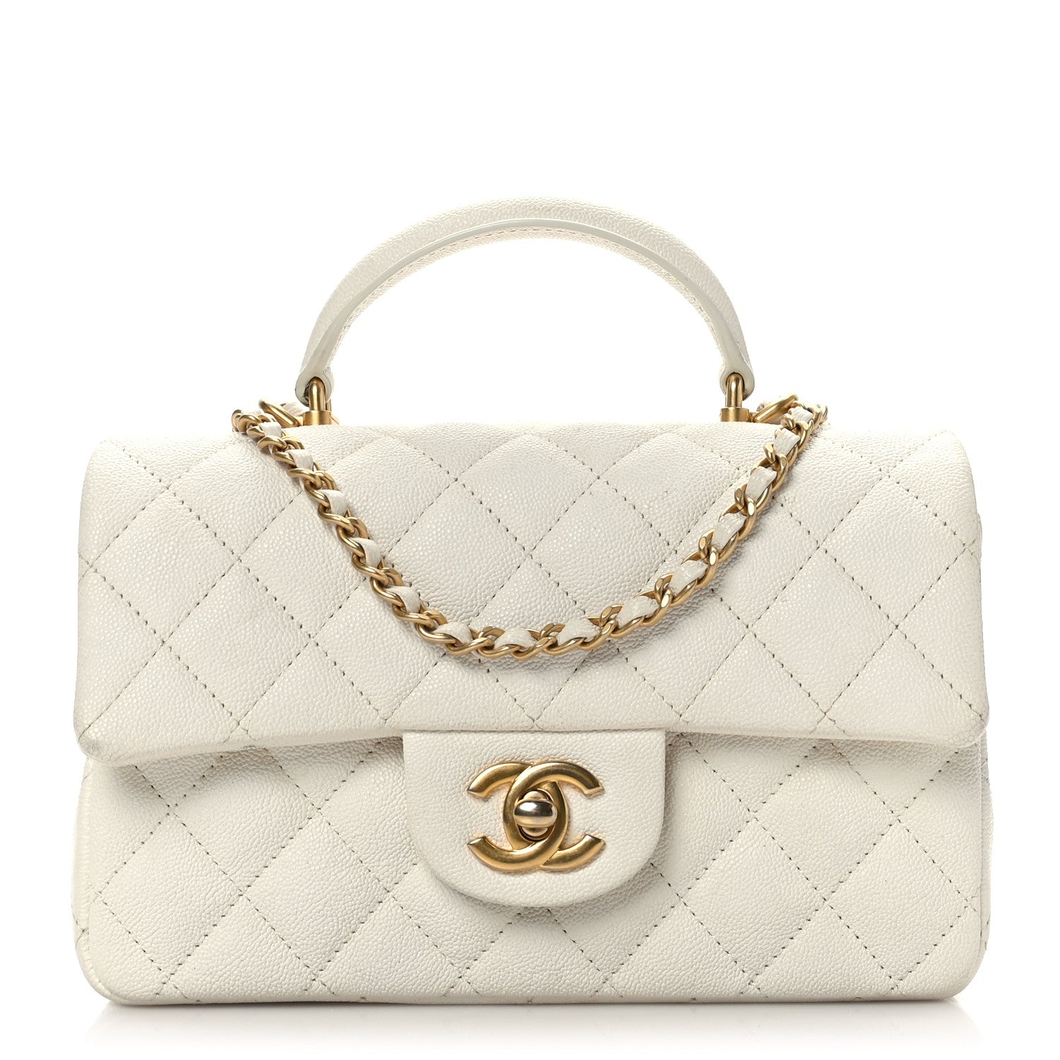 Chanel Caviar Quilted Mini Top Handle Rectangular Flap White 1 of 9