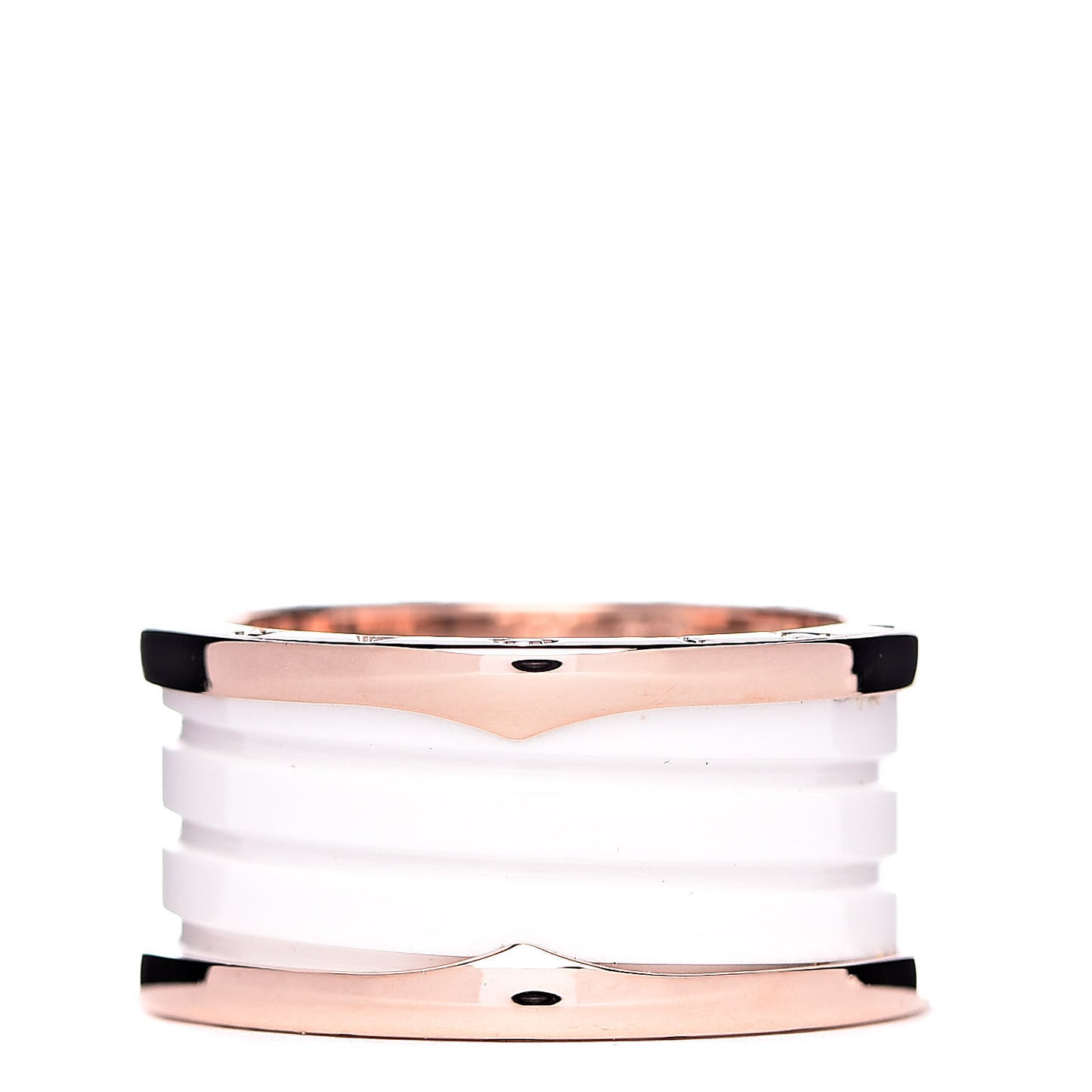 18K Rose Gold White Ceramic B.Zero1 Four-Band Ring 62 10