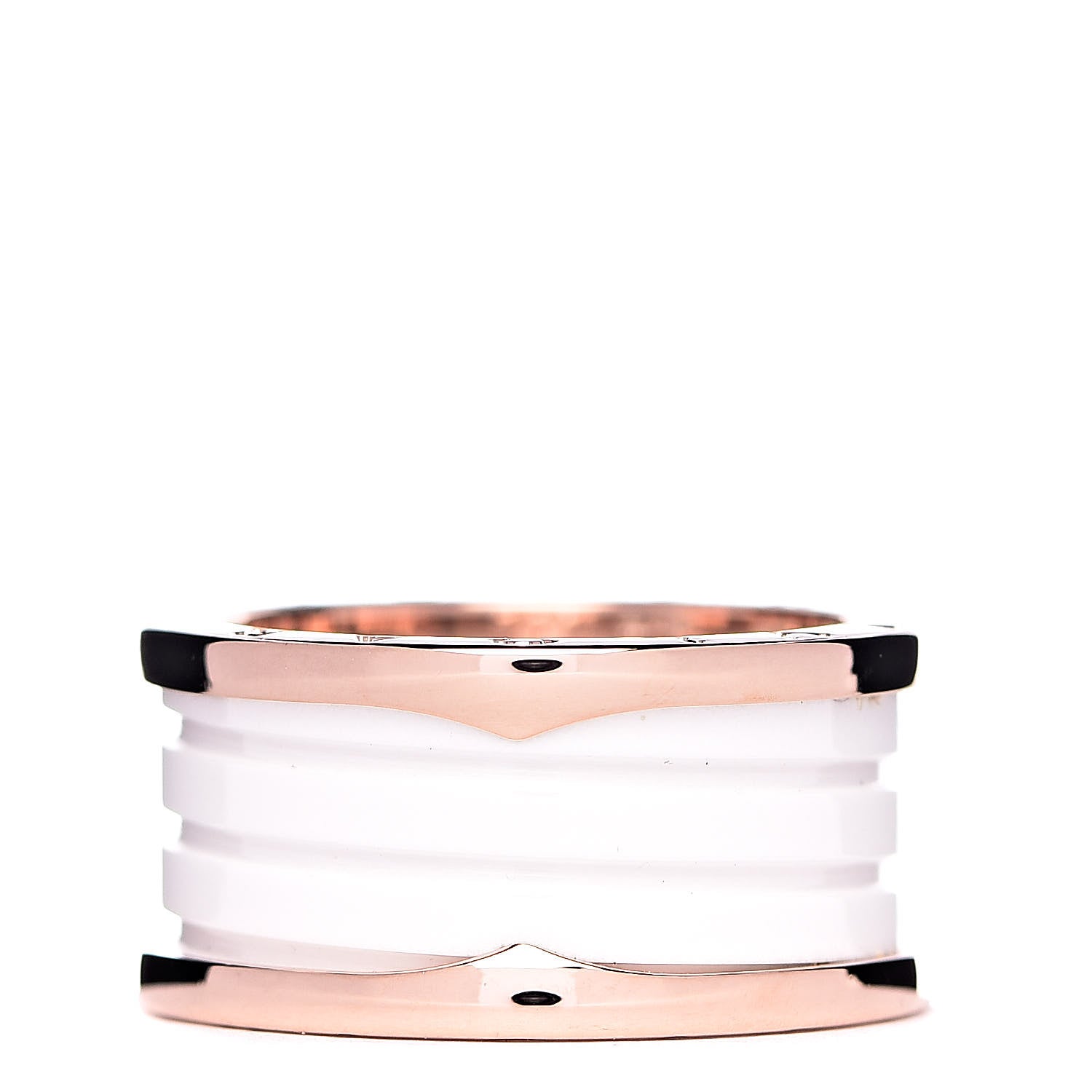 Bulgari 18K Rose Gold White Ceramic B.Zero1 Four-Band Ring 62 10 1 of 6