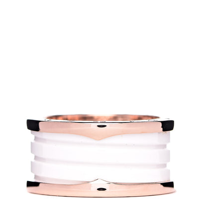 Bulgari 18K Rose Gold White Ceramic B.Zero1 Four-Band Ring 62 10 1 of 6