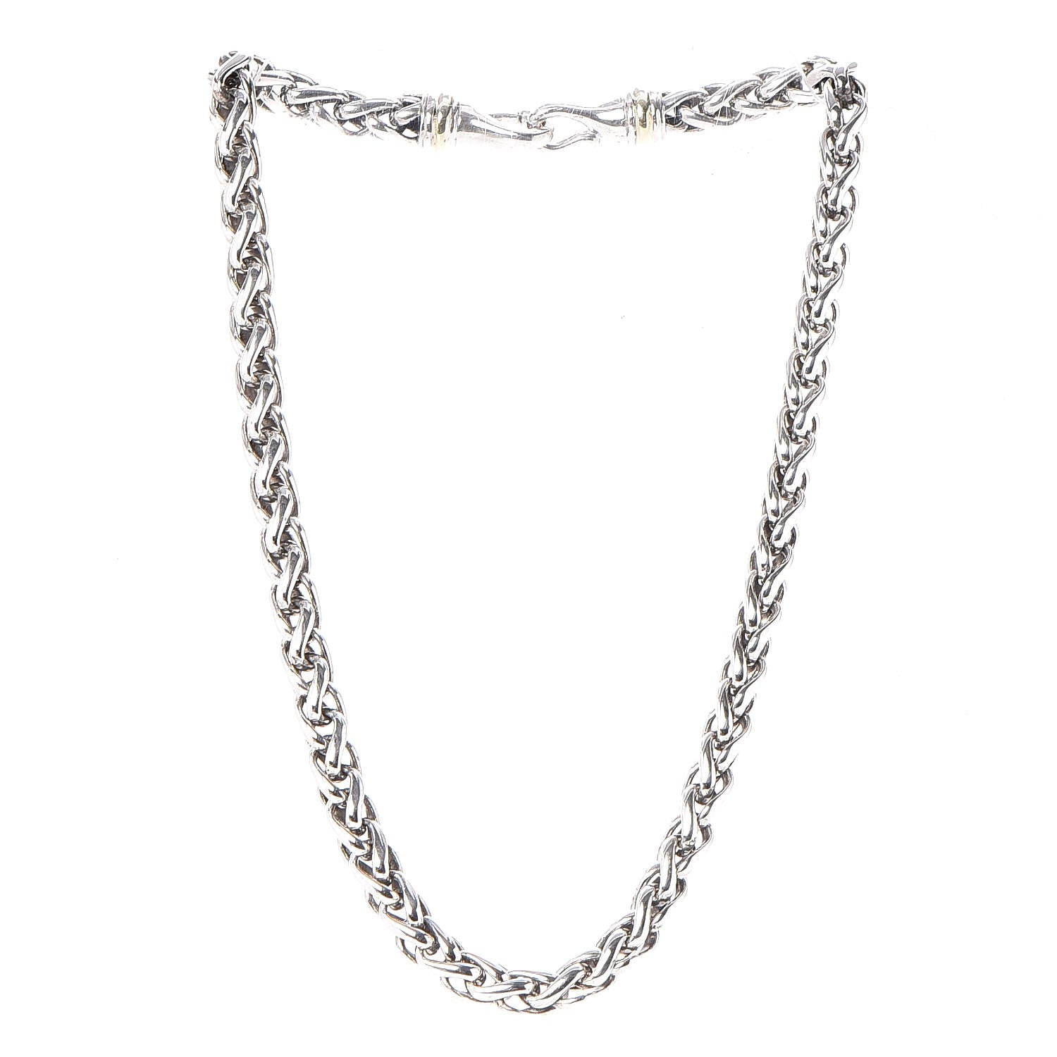 David Yurman Sterling Silver 14K Yellow Gold 8mm Wheat Chain Necklace 3 of 4