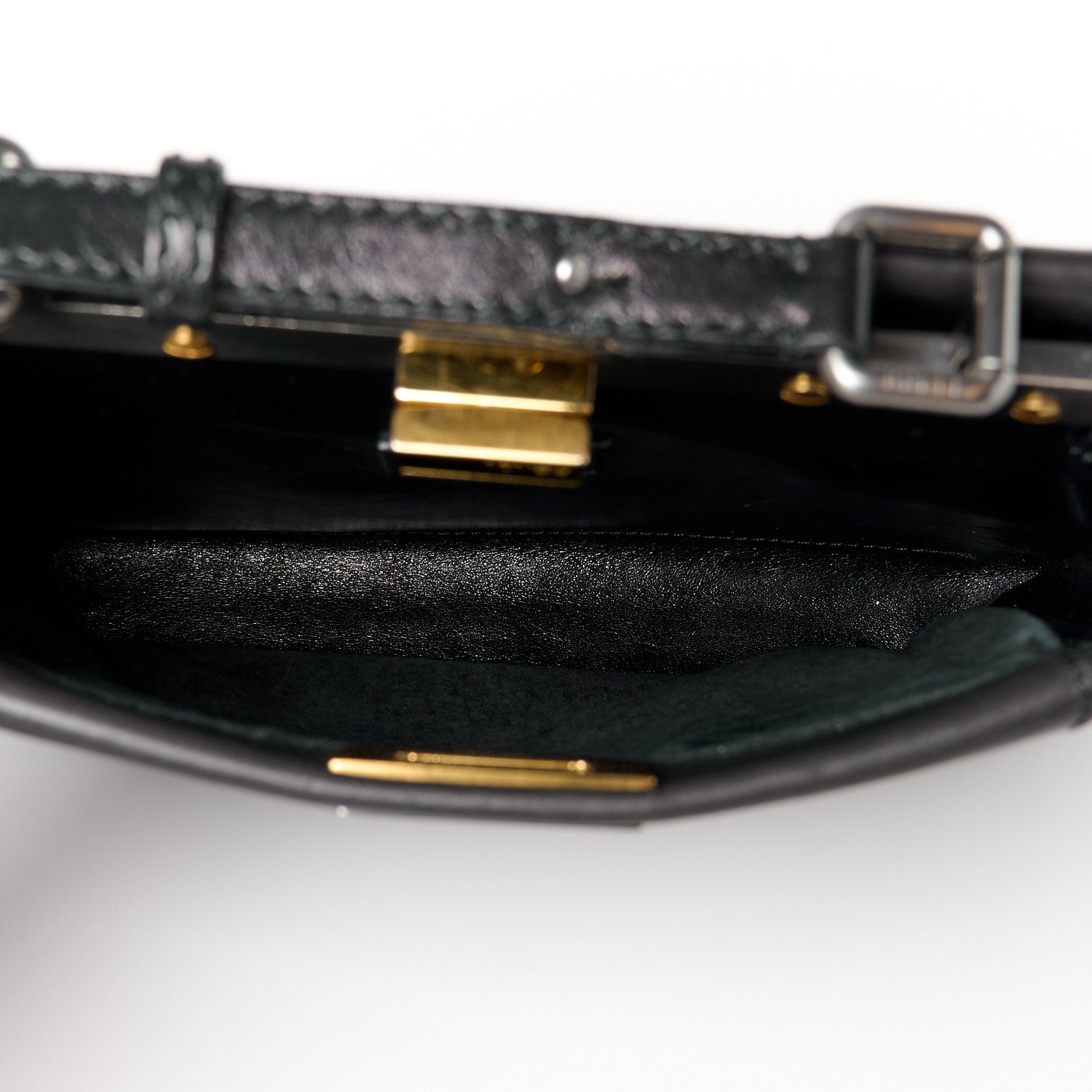 Fendi Vitello Saddle Mini Peekaboo Iconic Satchel Black 6 of 13