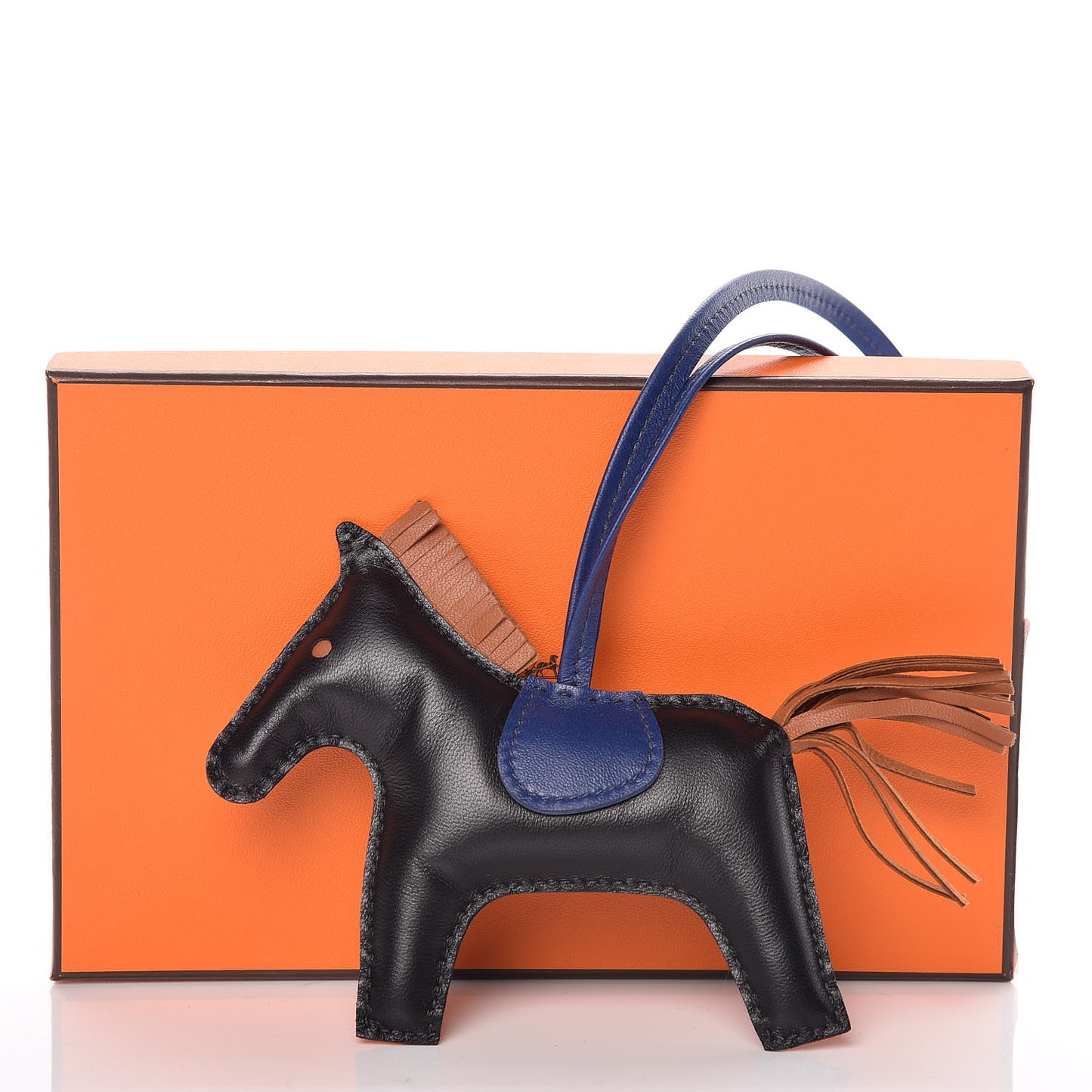 Milo Lambskin Grigri Rodeo Horse Bag Charm MM Black Bleu Saphir Gold
