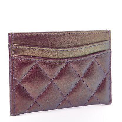 Chanel Iridescent Lambskin Quilted Card Holder Purple 3 of 9